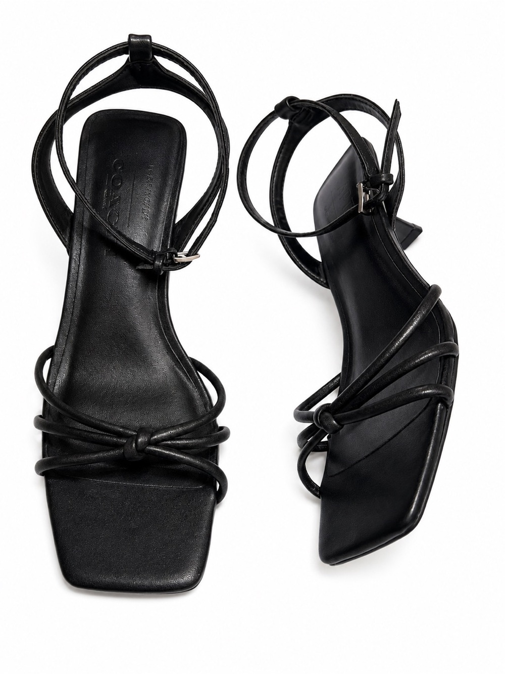 APT. 9 Women’s Black Strappy Kitten Heel Sandals Size 6 minimalist Y2K square